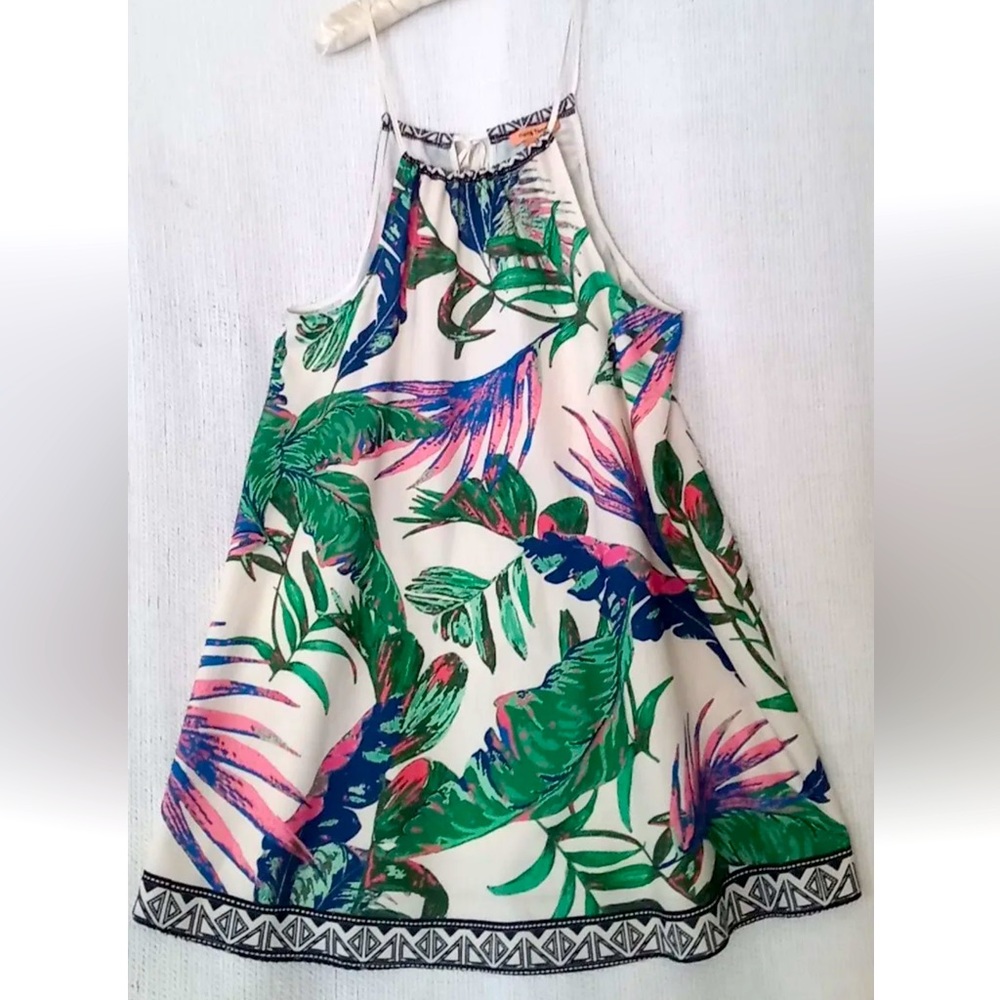 Flying Tomato Dress L Tropical Floral Print Boho Hippie Flowy A-Line Sundress